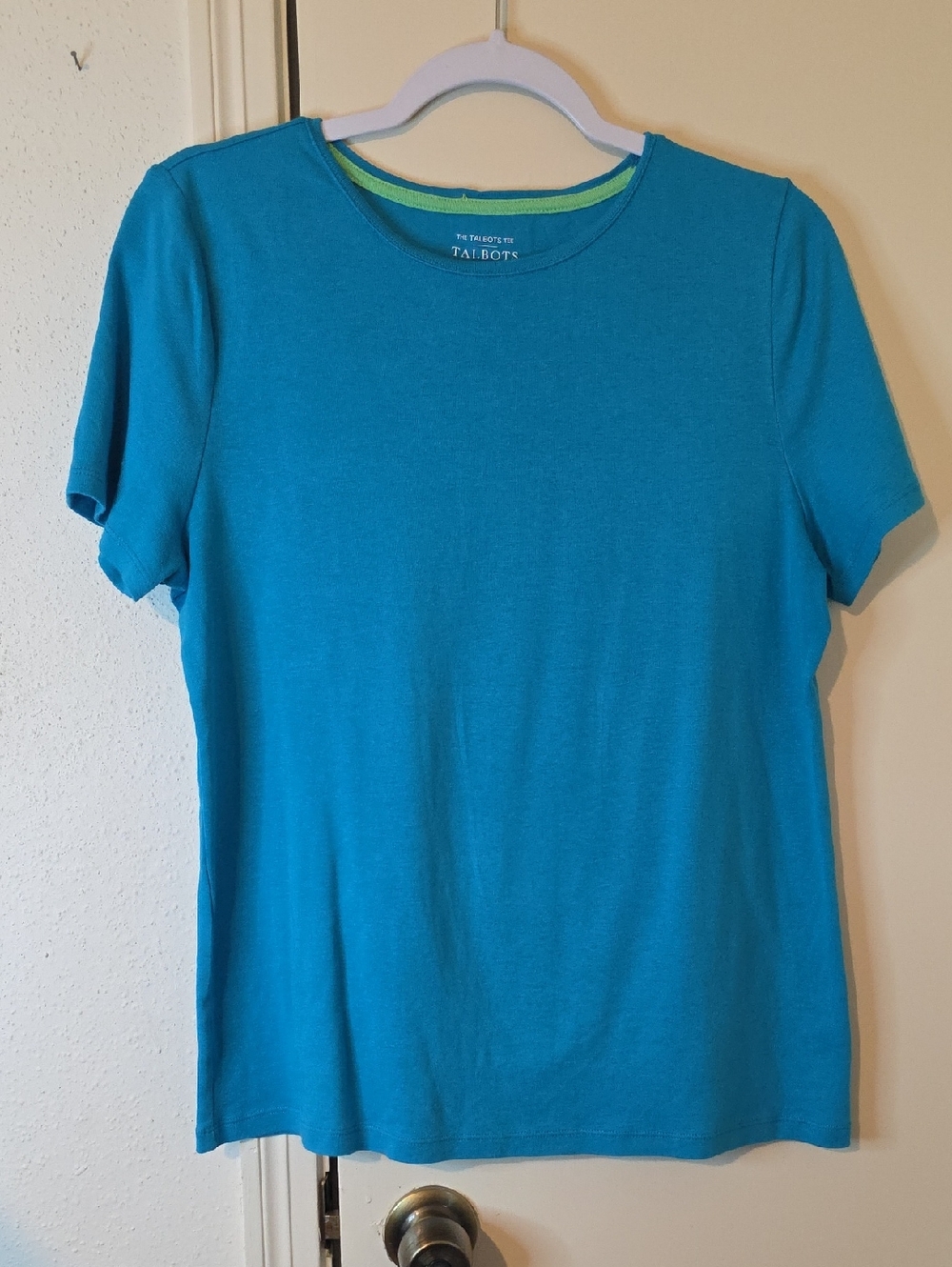 Talbots Turquoise Blue Crewneck Tank with Lime Trim - Picture 4 of 7